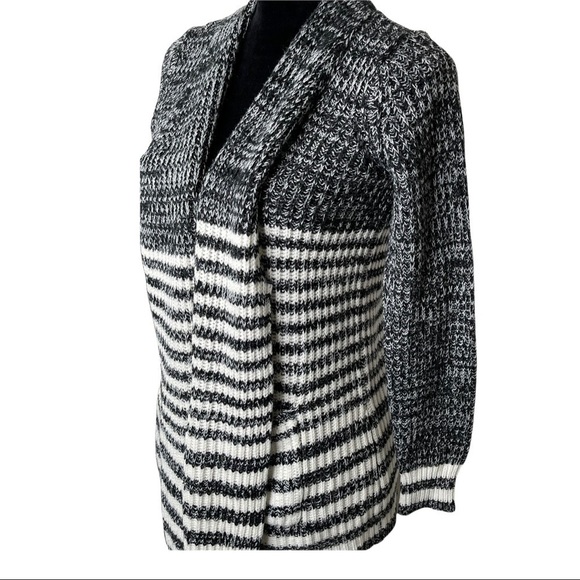 Jason Maxwell Striped Open Front Cardigan Pockets - Picture 6 of 9